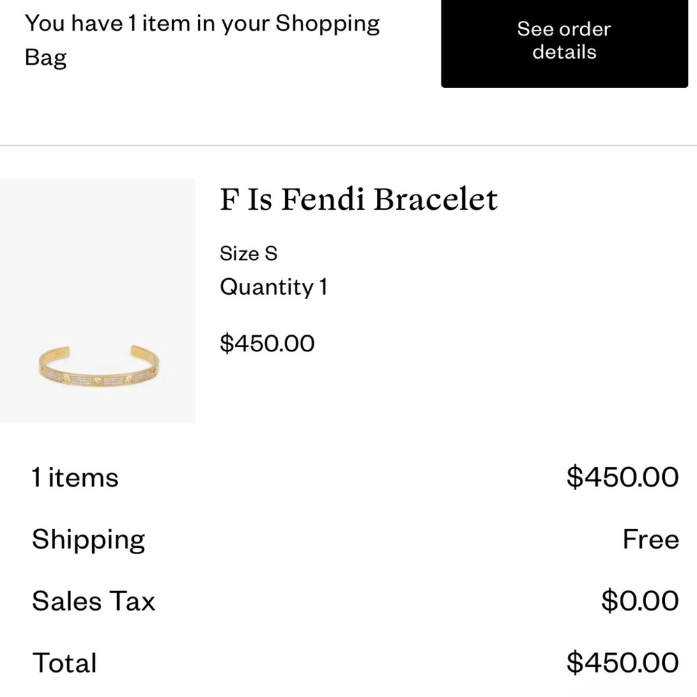 Fendi Gold Bracelet
